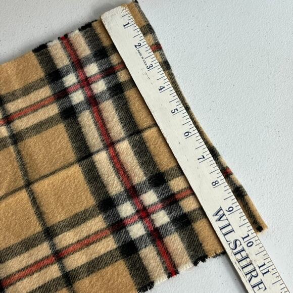 Heritage Collection Soft Cashmere Scarf With Fringe Brown Plaid 62" x 10" - Picture 3 of 7